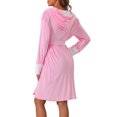thumbnail image 3 of INSPIRE CHIC Women's Fluffy Hooded Bathrobe Plush Long Spa Robe M Pink, 3 of 6