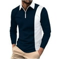 thumbnail image 2 of ZRGHAOYLQ Men's Color Block Lapel Collar Quarter Zip Sweatshirt Plus Size Muscle Shirts Big and Tall Long Sleeve Pullover Shirts Business Casual Tops for Men Navy XXXXL, 2 of 6