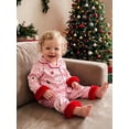 thumbnail image 3 of RUINIXCW Toddler Baby Girl Christmas Silk Satin Pajama Set Kids Girls Xmas PJS Fall Winter Goose Sleepwear Button Down Long Sleeve Shirt Pants Set, 3 of 10