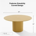 thumbnail image 4 of 60 in. Soild Wood Natural Oak Dining Table Round Kitchen Table, 4 of 5