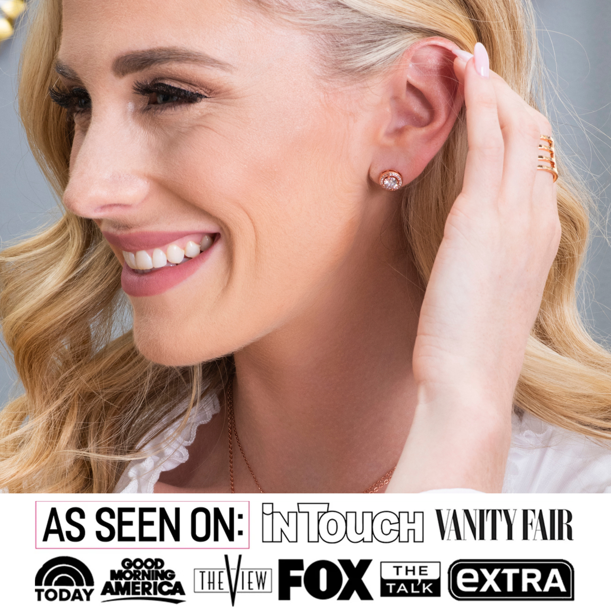 Cate & Chloe Ariel 18k White Gold Plated Halo Stud Earrings photo 2