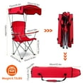 thumbnail image 5 of Folding Camping Chair with Canopy Shade 600D Oxford Portable Camping Chair with Cup Holder Support 330lbs Red, 5 of 9