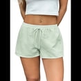 thumbnail image 2 of Pantalones Cortos Tipo Bóxer de Verano con Cintura Elástica, Cordón Ajustable y Estampado de Rayas para Mujer. Verde S, 2 of 7