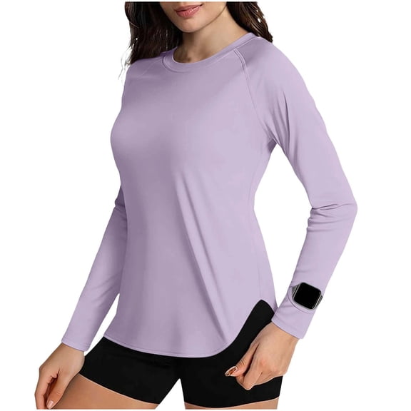GUACER Women's UPF 50 Long Sleeve Sun Shirts Rash Guard Casual Crew Neck Quick Dry Athletic Tops