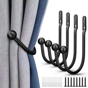 EEEkit Metal Retro Ball Curtain Holdbacks, Black, 4-Pack