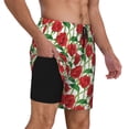 thumbnail image 2 of Logiee Rose Flowers Print Men's Swim Trunk,Quick Dry Board Shorts ,Men's Swim Trunks with Compression Liner, Bathing Suits with Pockets-Small, 2 of 6