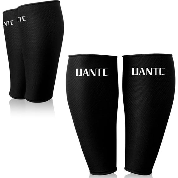 Uantc Soccer Sleeves 2 Pairs - Soccer Shin Guard Sleeves - Calf Support Compression Sleeves - Protective Soccer Equipment for Boys Girls Men Women BlackM