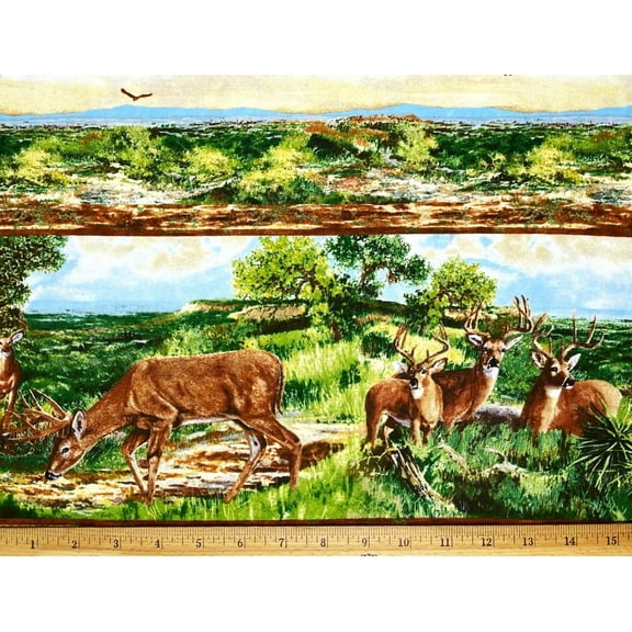 1/2 Yard -Deer Scenic Repeated Flannel Fabric (Great for Quilting, Sewing, Craft Projects, Throw Pillows & More) 1/2 Yard X 44" Wide