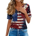 thumbnail image 6 of VKOYWKM Women's 4th of July Shirts Independence Day American Flag Tops V Neck Button Henley Tee Patriotic USA Graphic Tee Summer Casual Blouse, 6 of 9
