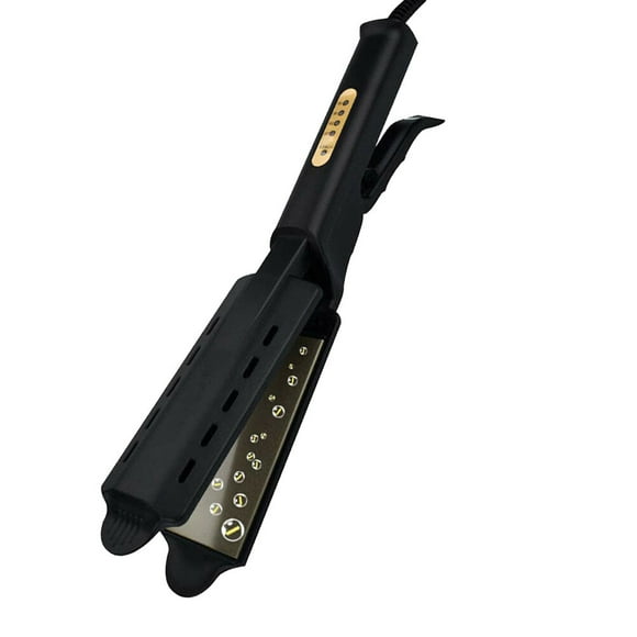 Plancha de pelo profesional con termostato de cuatro velocidades, pinza para flequillo, herramientas de peluquería con enchufe estadounidense (negro)