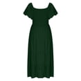 thumbnail image 3 of SMihono Summer Dresses for Women 2025 Comfy Square Neck Short Puff Sleeve Smocked Tiered Ruffle Hem Maxi Dress A Line Outfits Green XL, 3 of 6