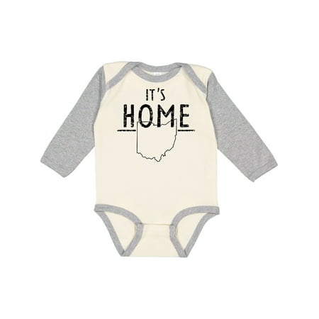 

Inktastic It s Home- State of Ohio outline Distressed Text Gift Baby Boy or Baby Girl Long Sleeve Bodysuit