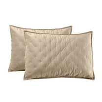 Better Homes & Gardens Tan Soft Velvet Embroidered Pillow Shams, Standard (2 Count)