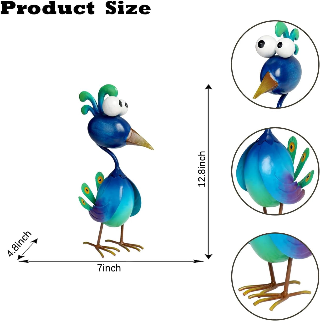 Metal Peacock Yard Art Statue Outdoor Garden Decor Lawn Ornament Home Decor