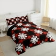 thumbnail image 4 of Manfei Merry Christmas Queen Comforter Set,Cartoon Snowflake Bedding Sets,Red Black Checkered Bedding Comforter Set For Teens,Microfiber Bedroom Decor Reversible,3-Piece, 4 of 9