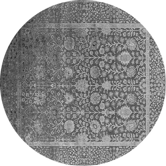Ahgly Company Indoor Round Oriental Gray Industrial Area Rugs, 4' Round