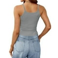thumbnail image 3 of Scyoekwg Women's Spaghetti Strap Tank Top Crew Neck Basic Suspenders Tops Casual Ladies Tops Sling Shirts Solid Color Comfy Sleeveless Tops Summer Loose Blouses (Gray,S), 3 of 6