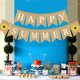 thumbnail image 4 of GOOHOCHY Guirnalda de letras de verano feliz, banderines de fiesta hawaiana, pancarta de lino con forma de cola de milano, decoración de fiesta, 4 of 8