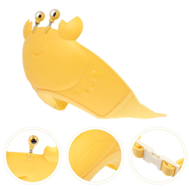 OUNONA Cartoon Baby Shower Cap Adjustable Design Watertight Plastic for Young Children 1Set