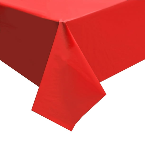 Plastic Table Cover, Rectangular, 54Inch x 108Inch, Red