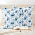 thumbnail image 3 of Blue Flowers Outdoor Waterproof Pillow Covers, Country Pastoral Floral Spring Decorative Square Throw Pillowcase Sofa Cushion Sham for Patio/Couch/Chair, 26"x26" 2 Pack, 3 of 8