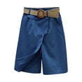 thumbnail image 2 of Ulitacool Women'S Shorts High Waist Solid Color Tightness Cropped Trousers Pocket Overalls Pants Linen Trend Wear M Green, 2 of 4