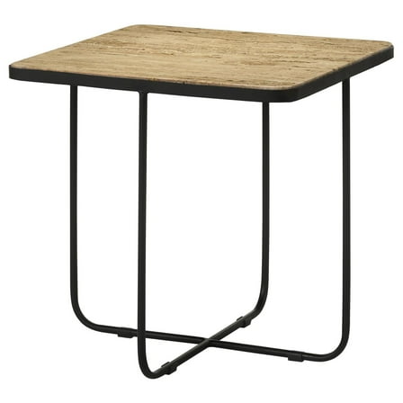 Newboti Furniture Travertine and Black Accent Table 27809