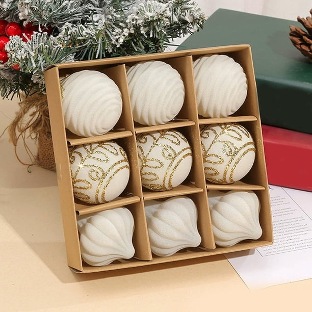 Uuiauoio Flocked Velvet Christmas Tree Ball Ornaments Set, Decorative Hanging Baubles, Christmas Balls Ornaments,Christmas Tree Decorations Can Also Be Used For Other Party