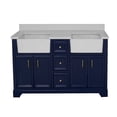 thumbnail image 3 of Zelda 60" Double Farmhouse Bathroom Vanity with Royal Blue Cabinet and Quartz Top, 3 of 6