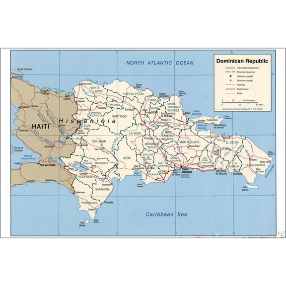 24"x36" Gallery Poster, cia map of dominican republic 2004 p3