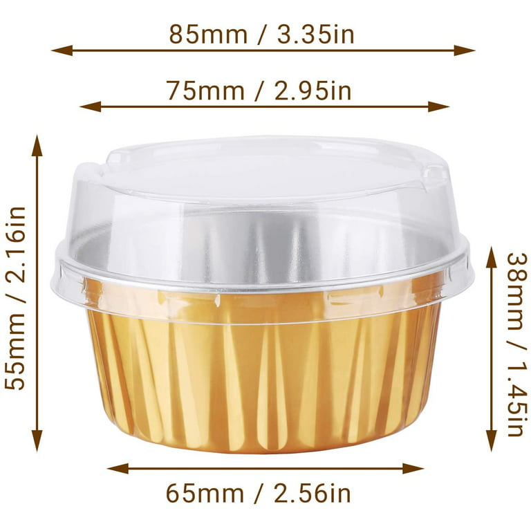 100Pcs Disposable Aluminum Foil Cup Baking Cups,Square Cupcake