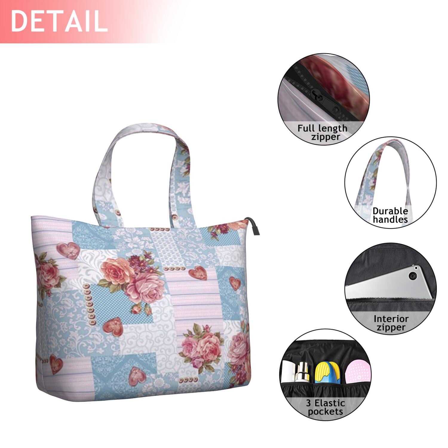 Pioneer Flower Floral Print Pattern Travel Tote Bags for Women Carry On,Large Weekender Bags for Women Travel,Multi Functional Duffle Bag for Work,Shopping,Sports