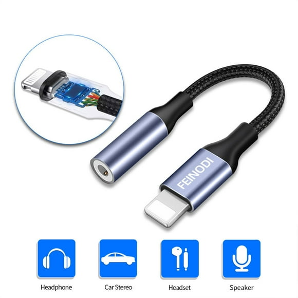 Adaptateur MFi Lightning vers prise casque, 3.5mm, Apple, adaptateur casque, Audio, Dongle pour iphone 14