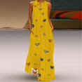 thumbnail image 3 of BJYX Robe Femmes Casual en Vrac Sans Manches Papillon Imprimé Longue Robe Vintage V-Cou Poche Été Bohème Robe de Soleil, 3 of 4