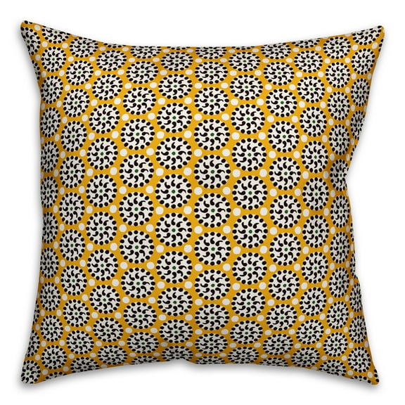 Creative Products Boho Polka Dots in Yellow 18x18 Spun Poly Pillow