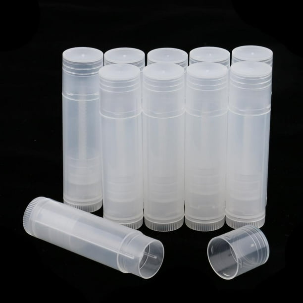 10 tubos de bálsamo labial vacíos, envases cosméticos, botellas de lápiz labial, transparentes Claro Colcomx Envase de lápiz labial vacío
