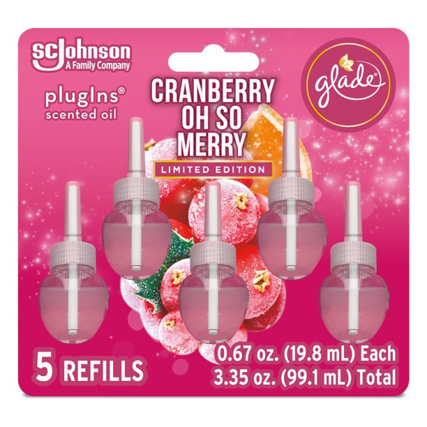 Glade Plug In Refills, 5 Refills, Electric Scented Oil, Cranberry Oh So