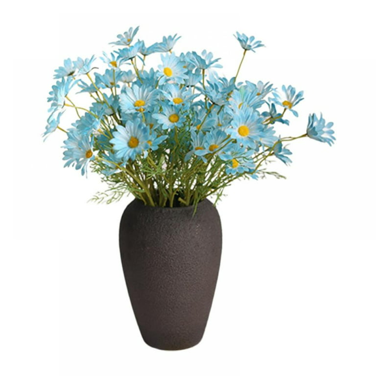 2 Pcs Artificial Daisy Flowers Silk Fake Flowers Bouquet for Wedding Garden Home Party Office Fall Indoor Outdoor Decoration(Blue)