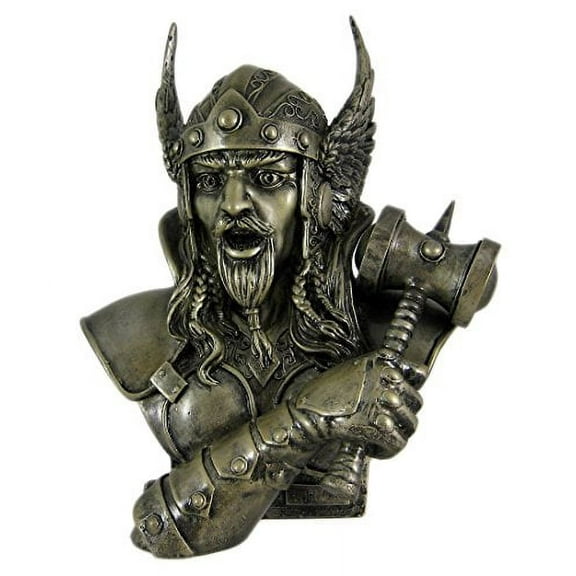 11 Inch Thor Armored God with Winged Helmut Bust Statue Figurine