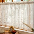 thumbnail image 3 of Sheer Kitchen Café Curtains with Floral Pattern, Short Window Tier Curtain for Kitchen, Bathroom or Small Windows, 3 of 8