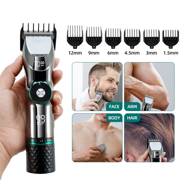 Cortadora de pelo profesional, cuchilla de cerámica, resistente al agua, eléctrica, inalámbrica, cortadora de pelo, máquina de corte de pelo con pantalla LED para hombres JFHHH pequeña