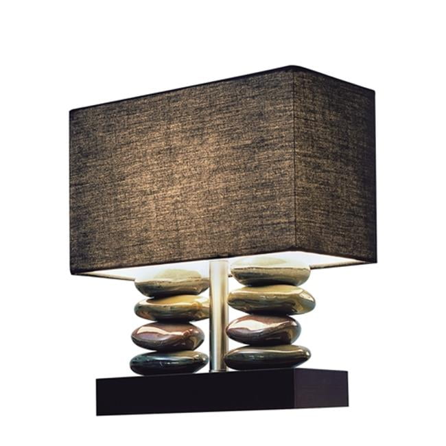 Rectangular Dual Stacked Stone Ceramic, Low Rectangle Table Lamp