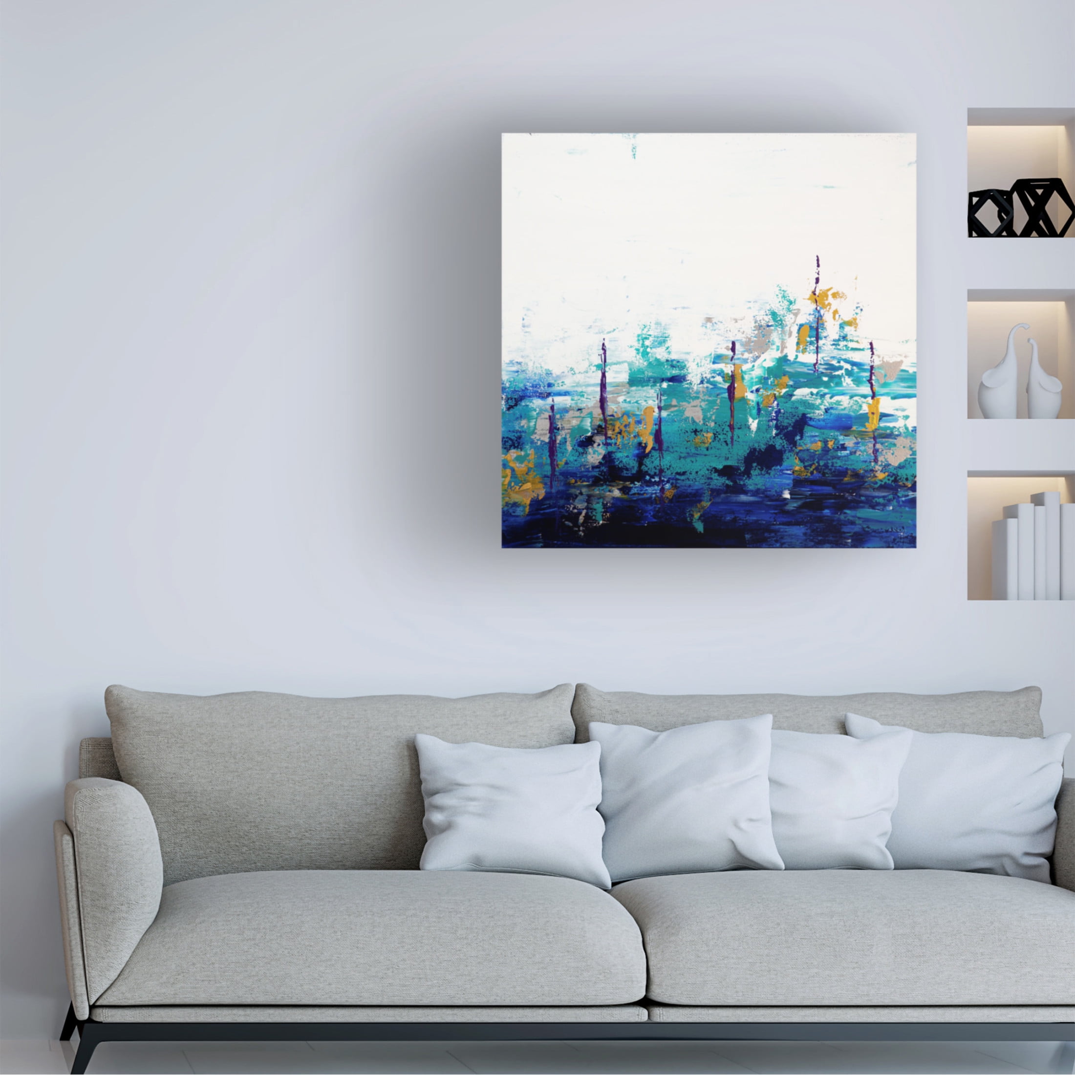 Canvas Wall Art - Hilary Winfield 'Blue Lake 10' Wall Art for Living Room, Bedroom, or Office Décor by Trademark Fine Art - 35 x 35 Inches