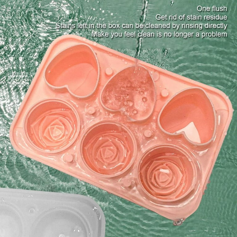 Tohuu Rose Flower Ice Cube Mold 6 Cavity Rose And Heart Silicone