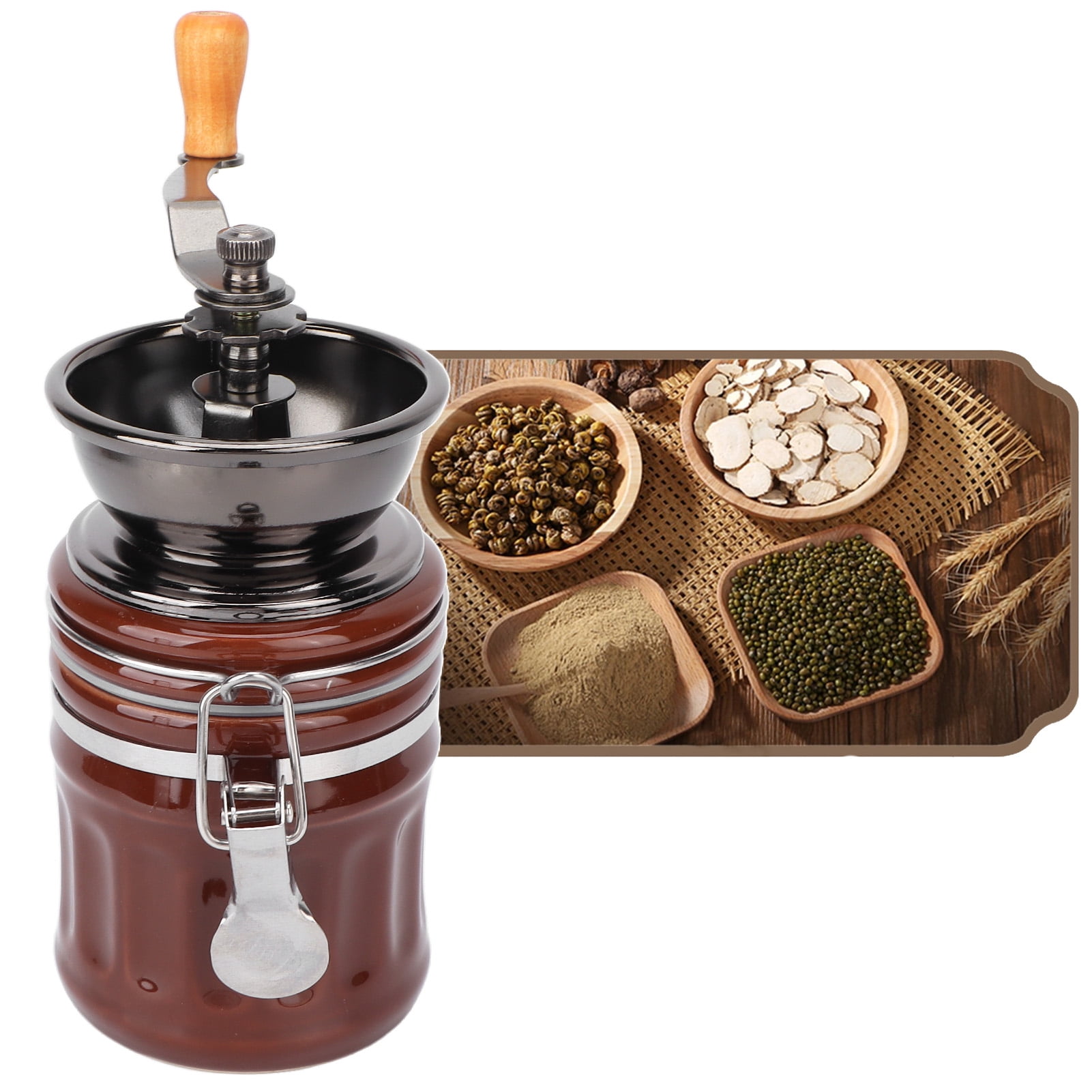 Manual Coffee Grinder, European Style Hand Crank/ Handheld Multifunctional Ceramic Coffee Mill for Coffee Lovers for French Press, Turkish, Espresso & More