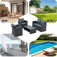 thumbnail image 3 of 4 Piece Patio Furniture Sets All Weather Outdoor Sectional Patio Sofa Manual Weaving Wicker Rattan Patio Seating Sofas with Gray Cushion and Glass Table, 3 of 6