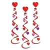 Party Central Club Pack of 18 Red and Purple Heart Whirl Valentines Day Hanging Decorations 30"