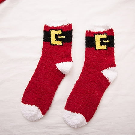 

MIARHB New my size Christmas stocking 1Pair Adult Christmas Socks Women s Warm Coral Plush Middle Tube Socks Stockings