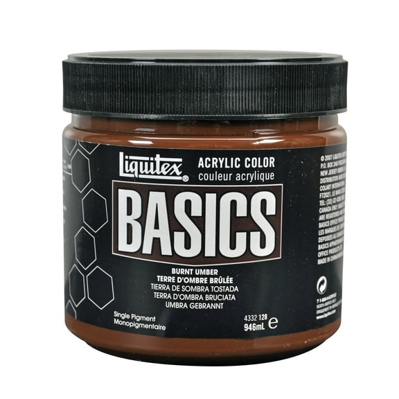 Liquitex BASICS Acrylic Color, 32 oz. Jar, Burnt Umber