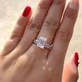 thumbnail image 3 of Kalapi Jewel 1.7 Ct Moissanite Engagement Ring Set for Women's - Exquisite Emerald Cut Ring Set - 14K White Gold Plated Ring Set - Beautiful Gift for Engagement or Birthday Celebration, 3 of 3